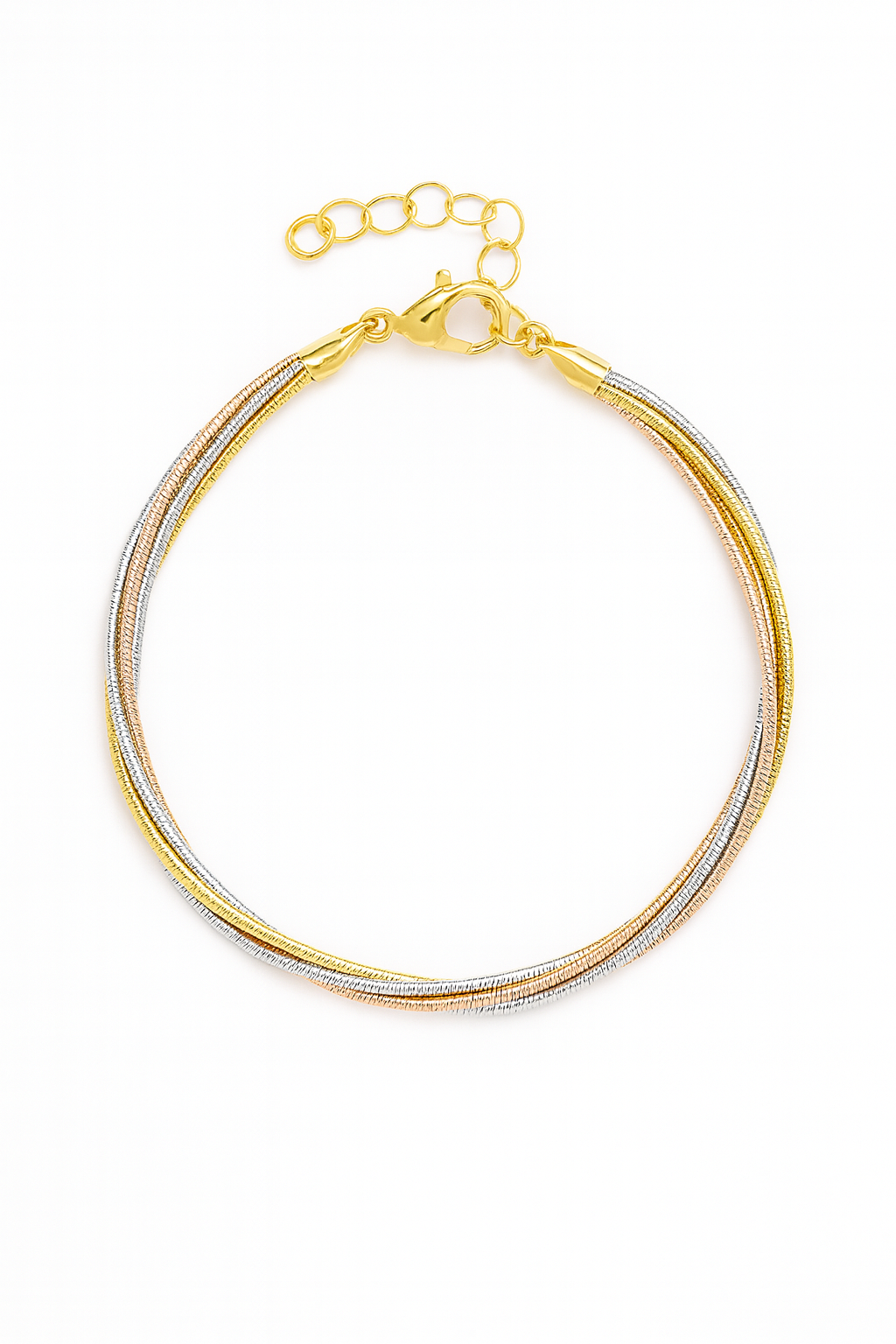 Close up of Tri-Strand Bracelet in BIS Hallmarked Gold | RareCut Lab Grown Diamonds