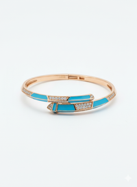 Close up of Turquoise Segment Bangle in BIS Hallmarked Gold | RareCut Lab Grown Diamonds