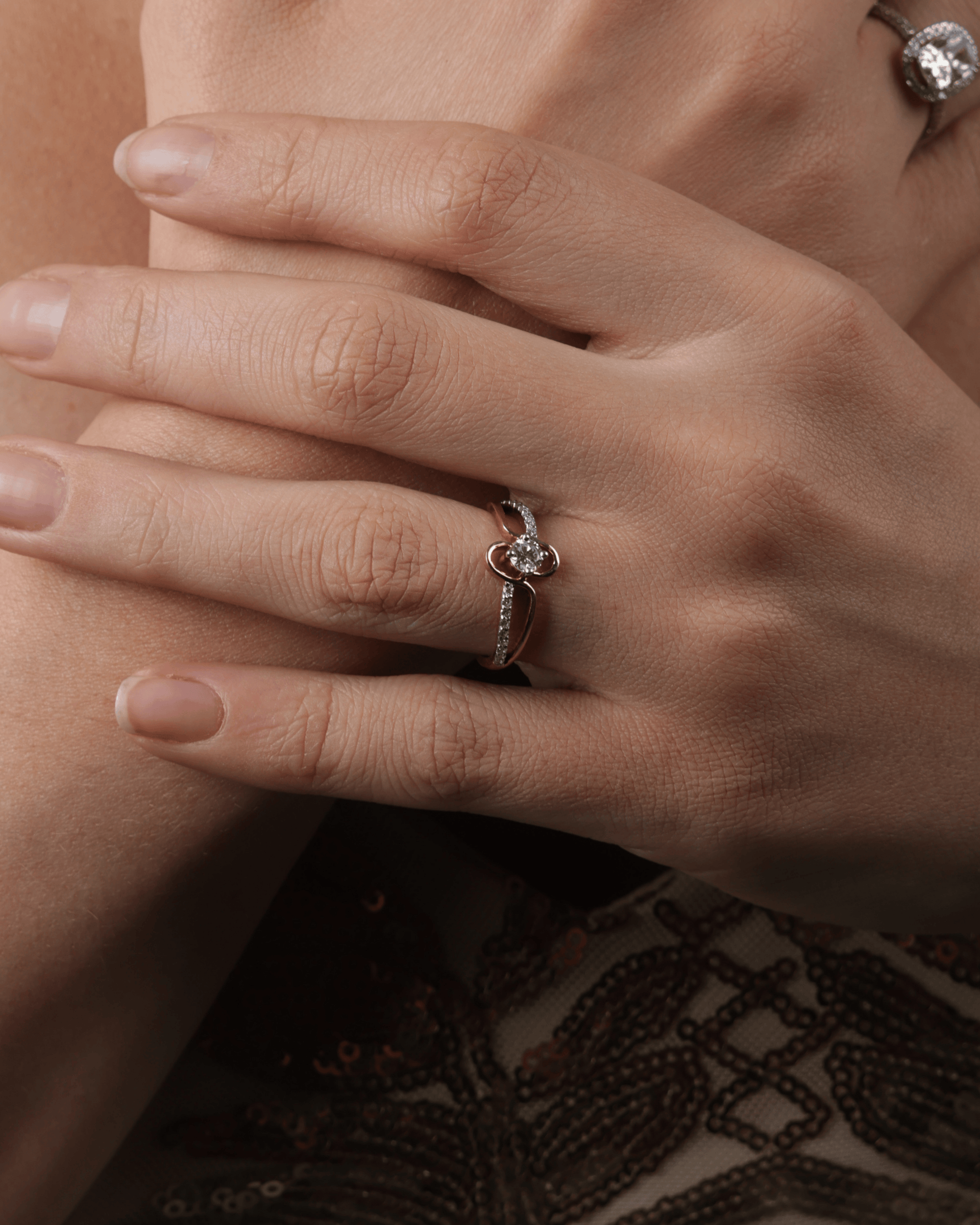 Close up of Seraphina Diamond Ring in BIS Hallmarked Gold | RareCut Lab Grown Diamonds
