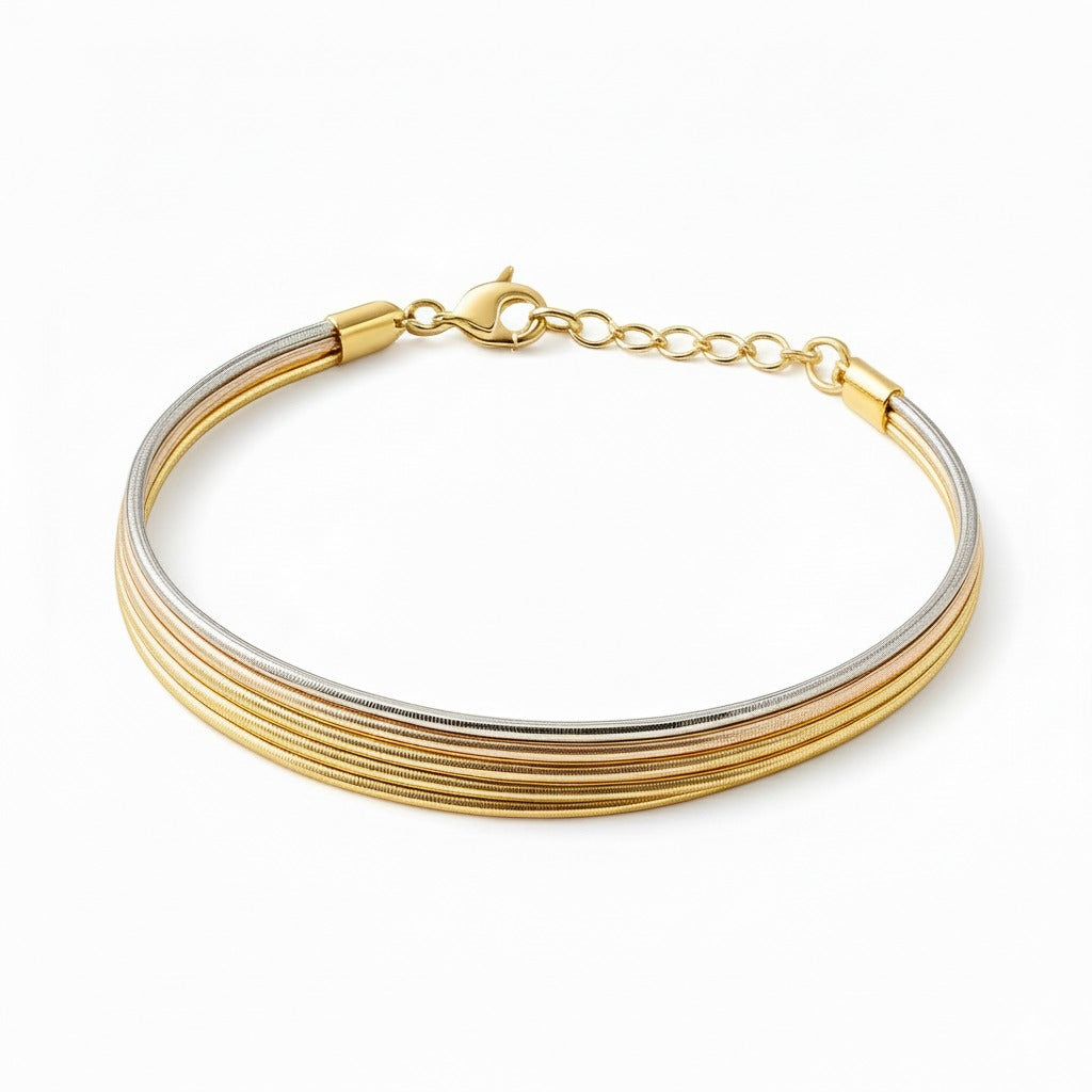 Close up of Five-Strand Dual Bracelet in BIS Hallmarked Gold | RareCut Lab Grown Diamonds