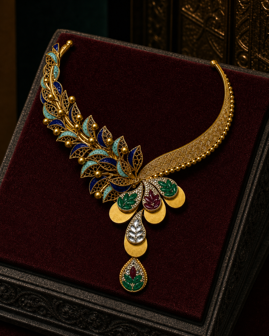 Verdant Peacock Collar Necklace Set