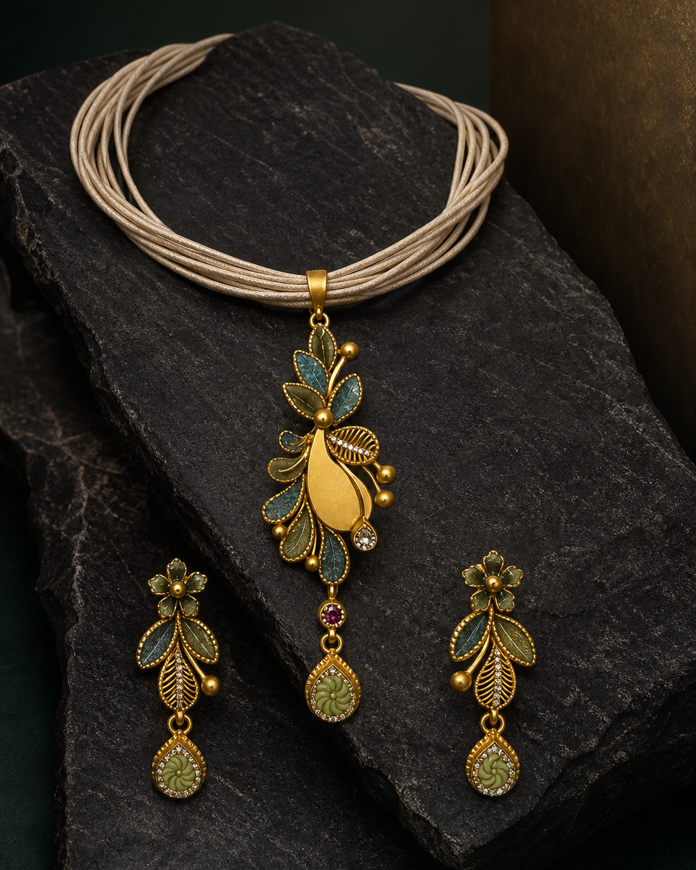 Ivory Leaf Pendant Set