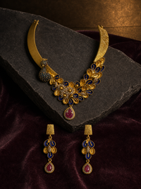 Sapphire Plume Collar Necklace Set