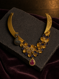 Sapphire Plume Collar Necklace Set