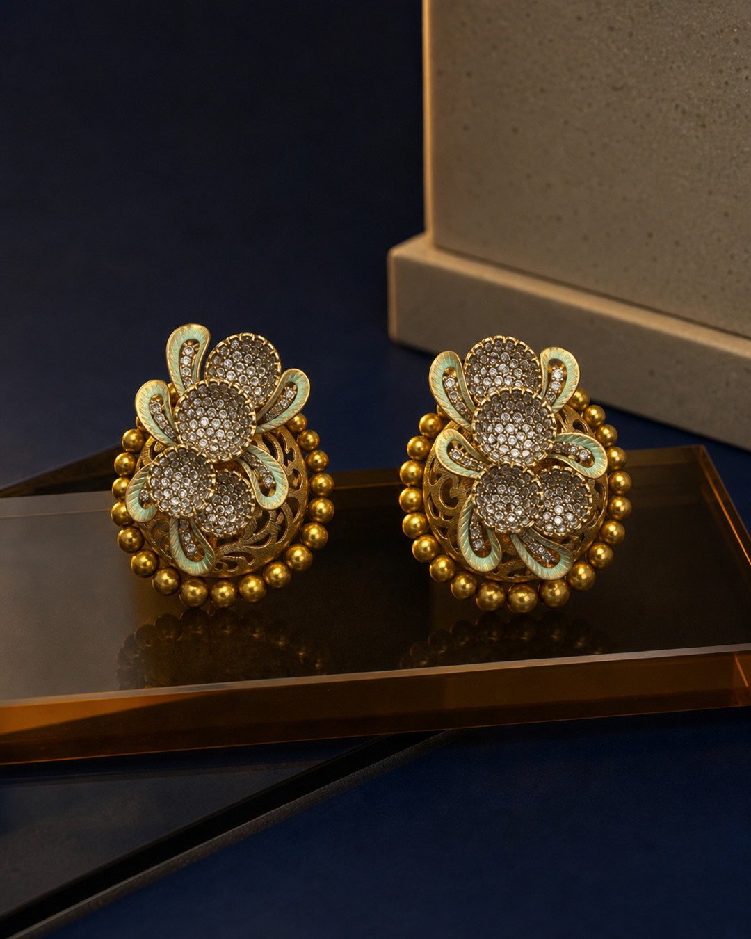 Celadon Pavé Medallion Earrings
