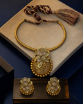 Celadon Pavé Medallion Collar Necklace Set with matching earrings