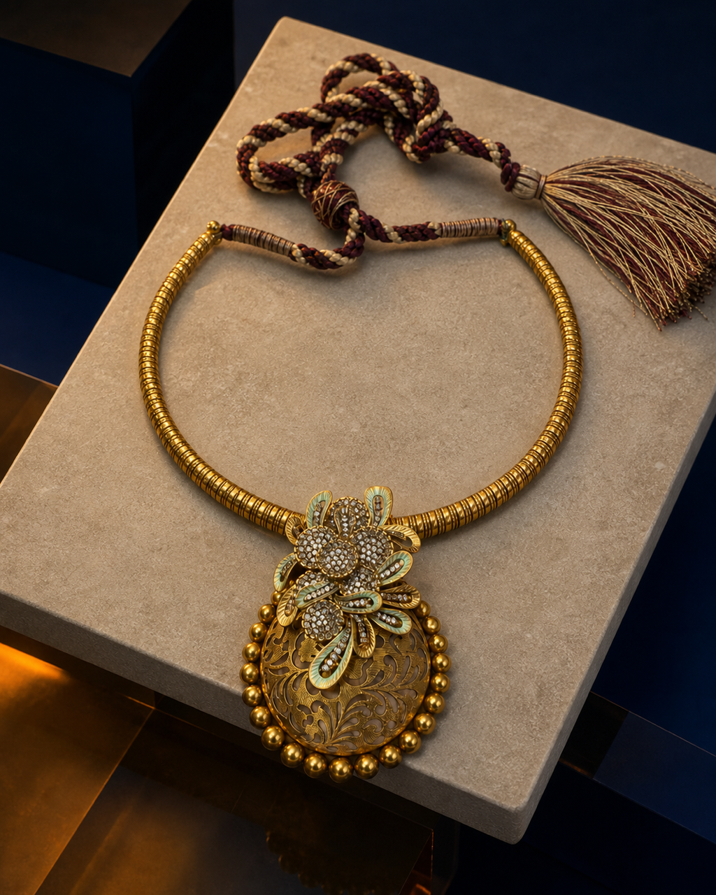 Celadon Pavé Medallion Collar Necklace