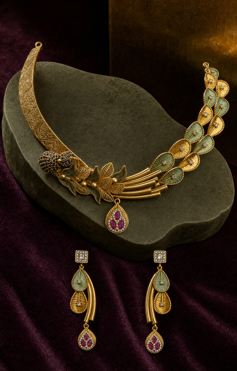 Sage Wing Collar Necklace Set