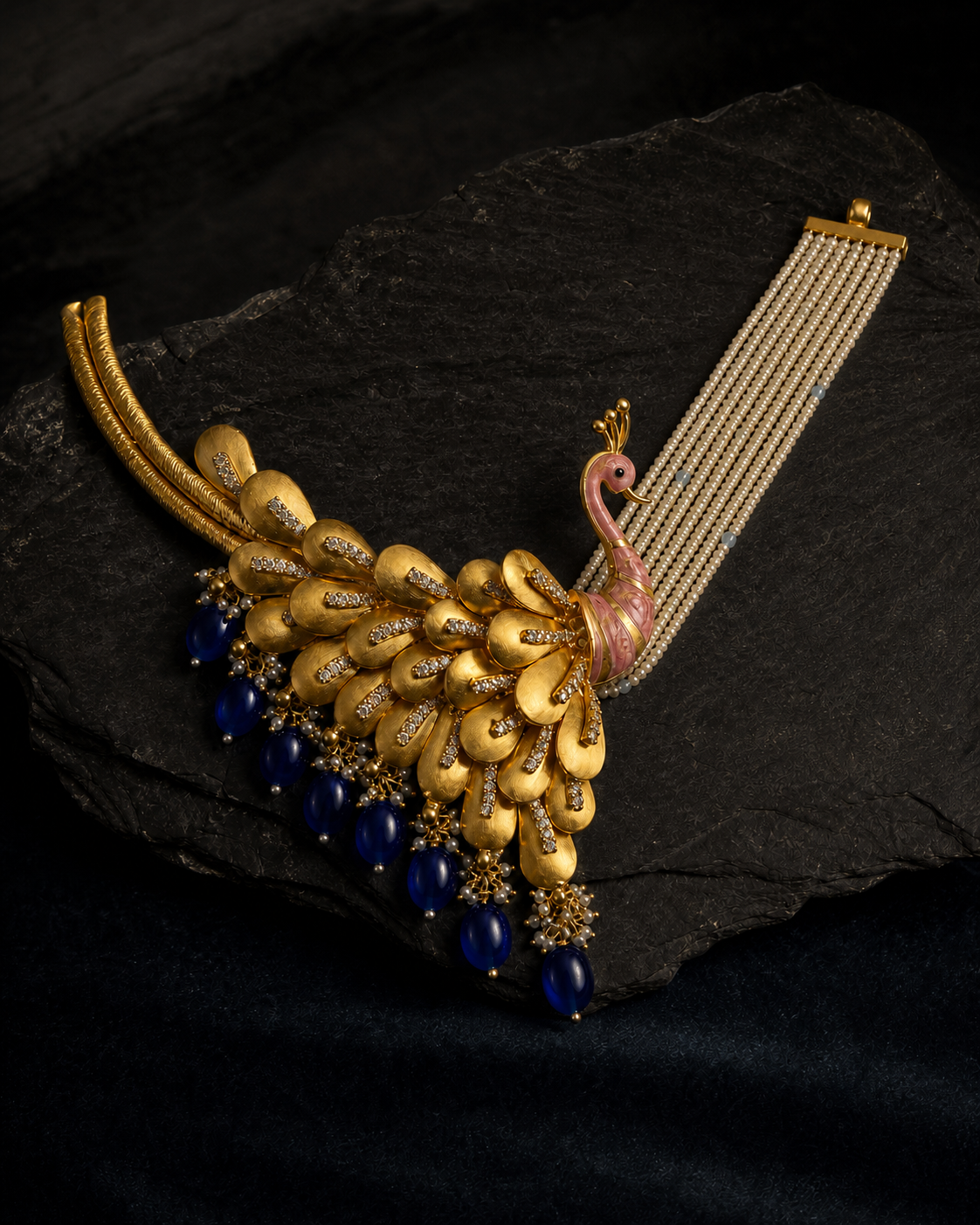 Midnight Peacock Pendant Set