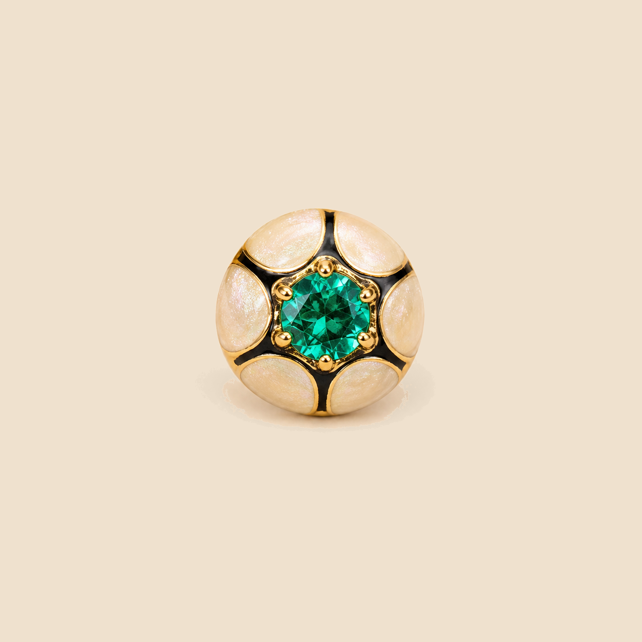 Ivory Emerald Dome Studs