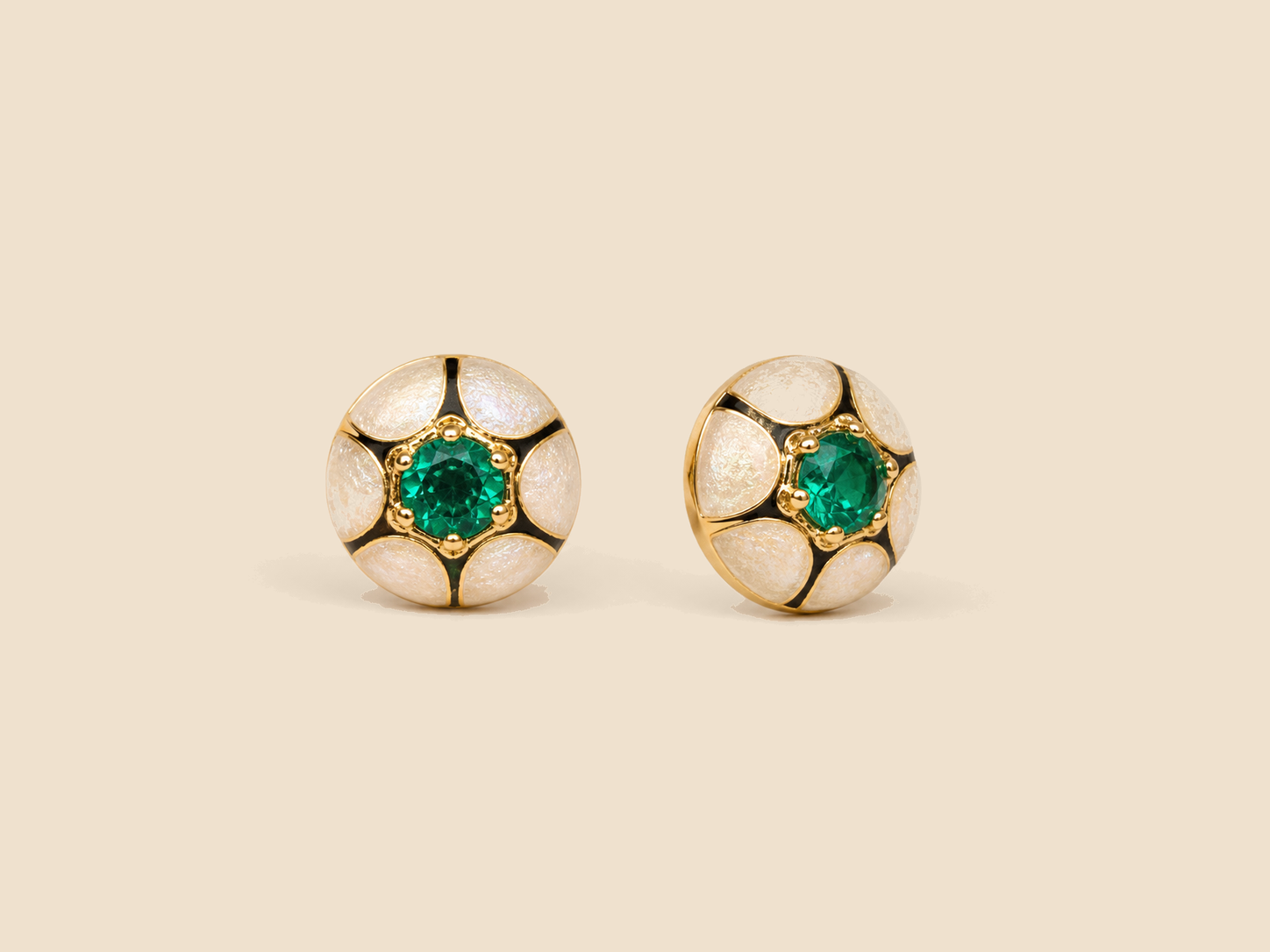 Ivory Emerald Dome Studs