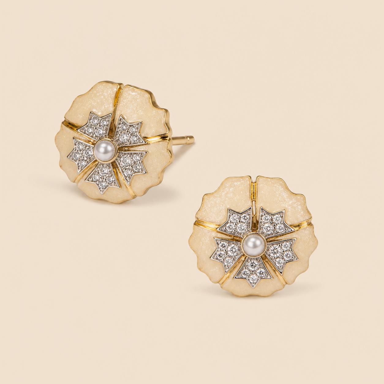 Ivory Pearl Starburst Studs