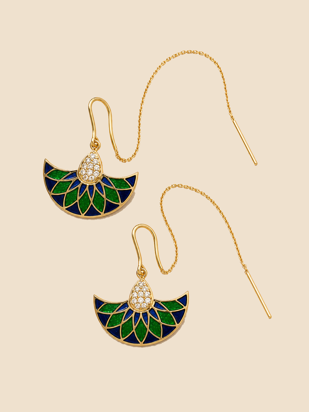 Mayura Fan Threader Earrings