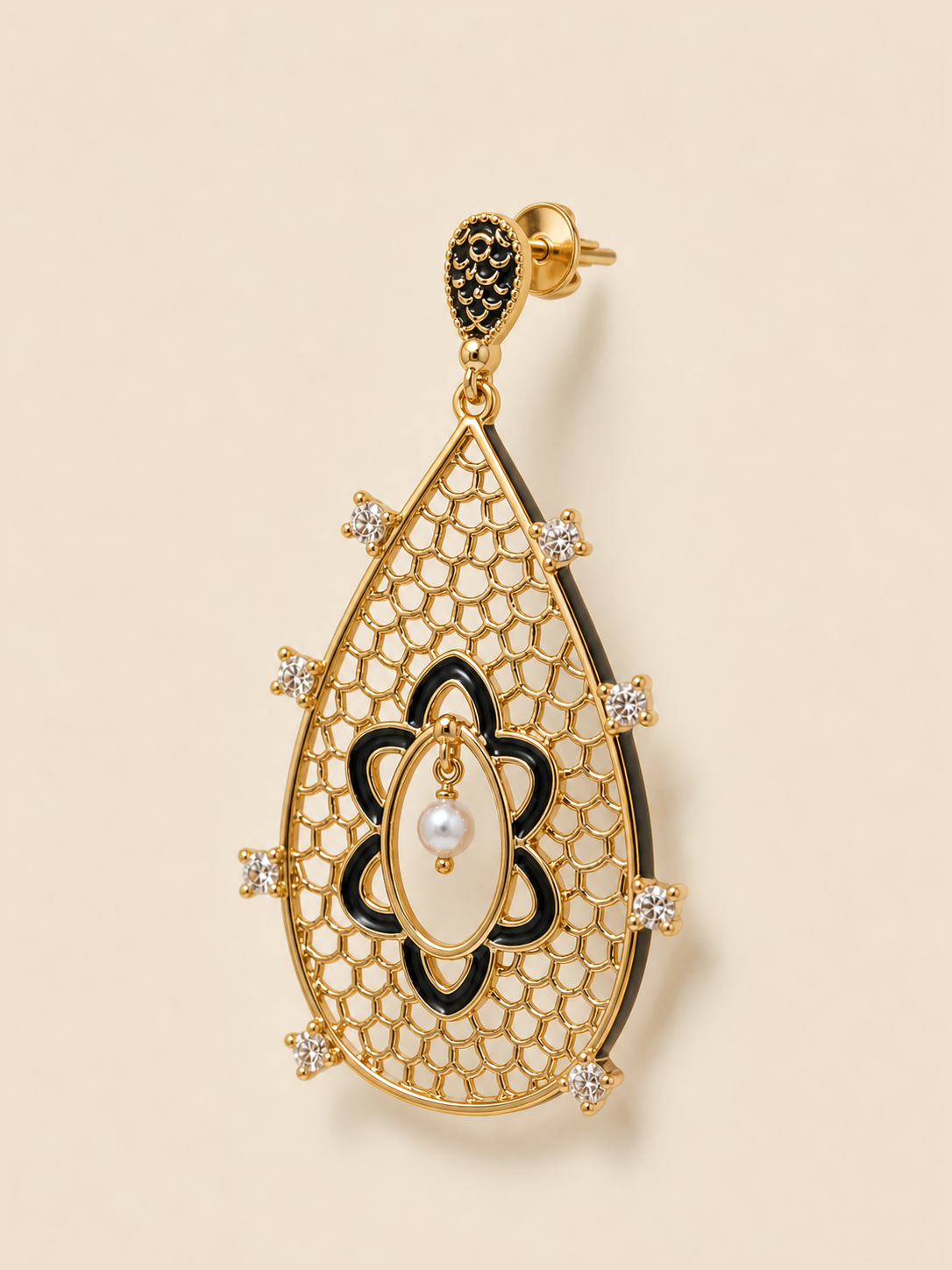 Noir Jaal Pearl Drop Earrings