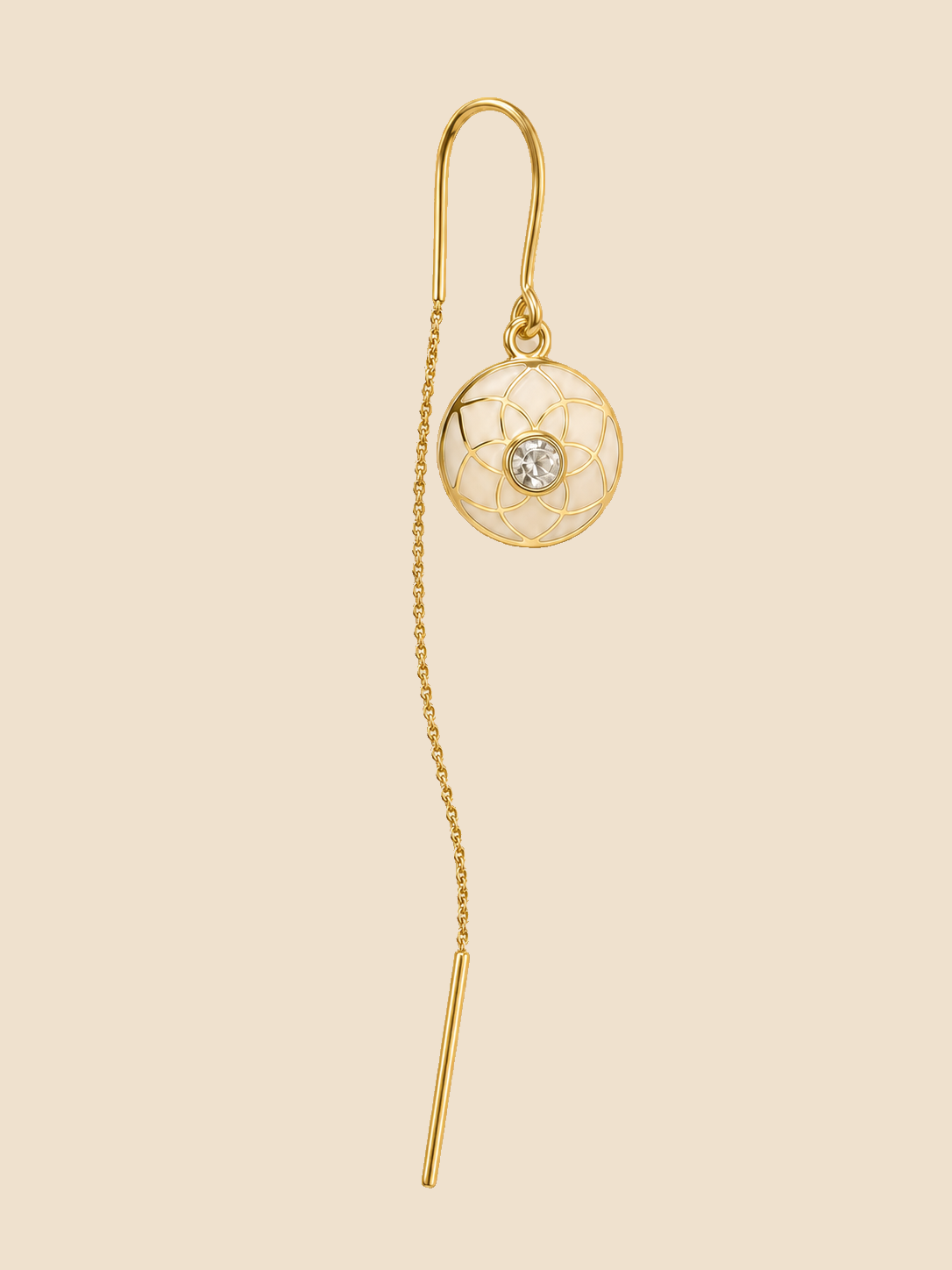 Ivory Halo Threader Earrings