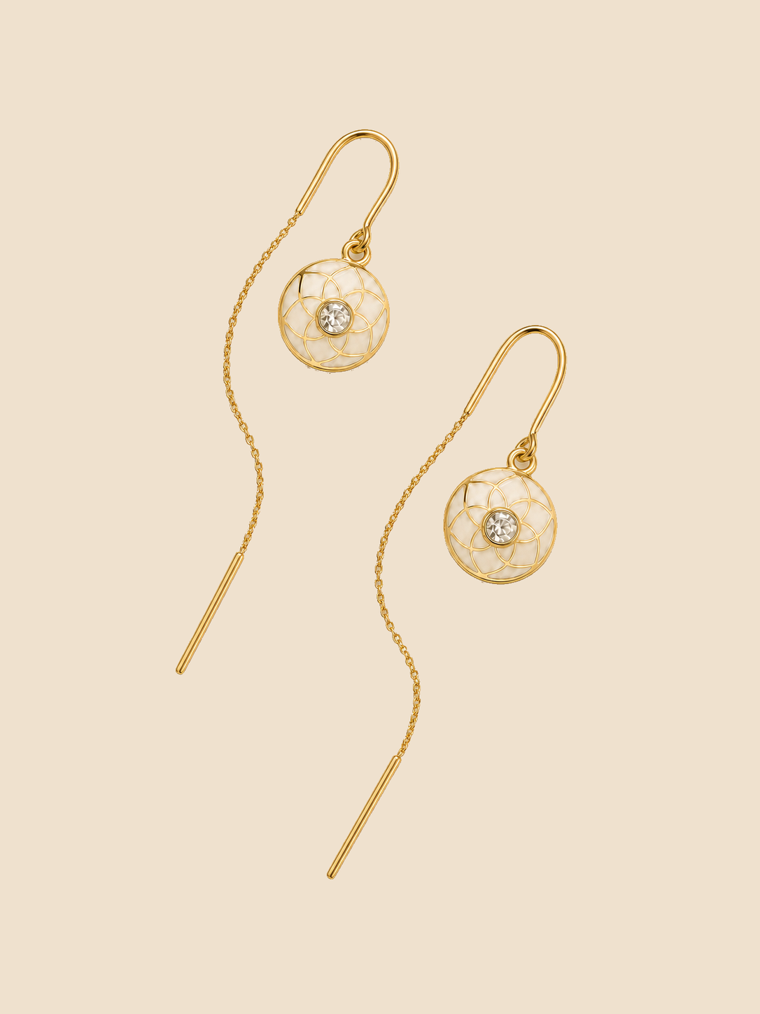 Ivory Halo Threader Earrings