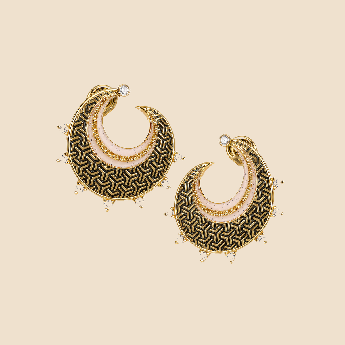 Grecian Noir Crescent Earrings