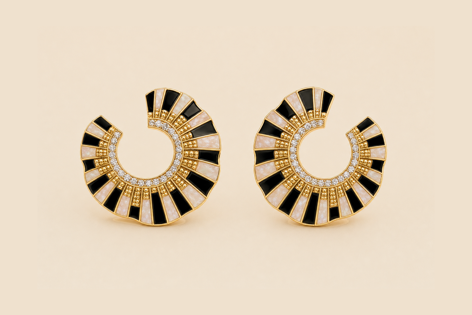 Noir Sunray Crescent Earrings