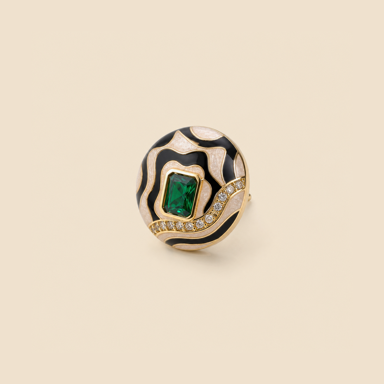 Noir Emerald Wave Studs